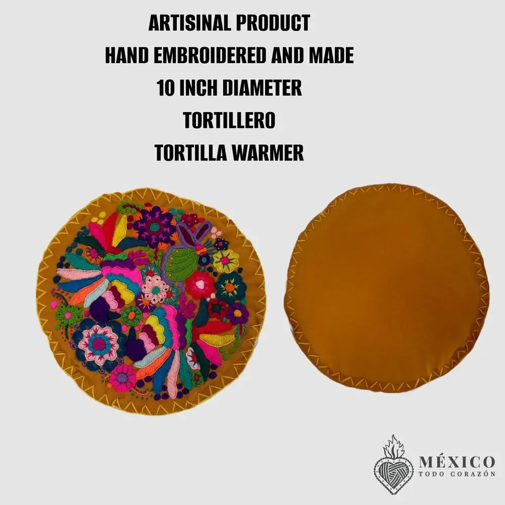 Mexican embroidered Tortillero tortilla warmer  10 in